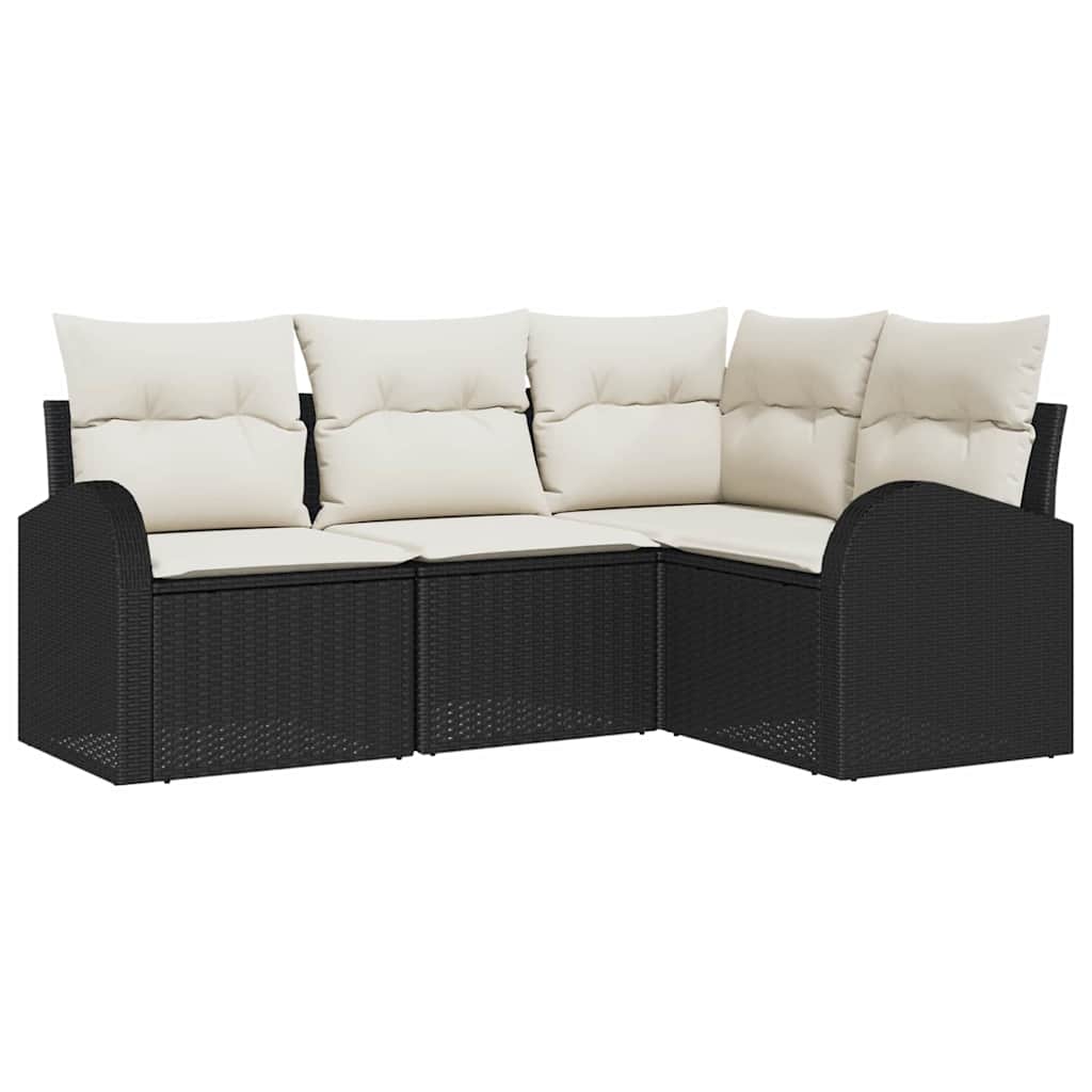 Gartensofa-set 4 stk. Schwarz und Weiß Poly-Rattan