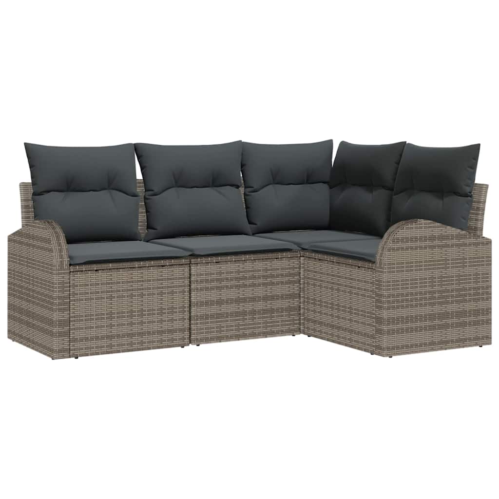 Gartensofa-set 4 stk. Grau Poly-Rattan
