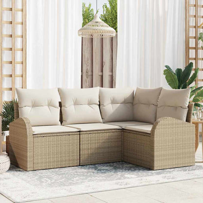 Gartensofa-set 4 stk. Beige und Weiß Poly-Rattan