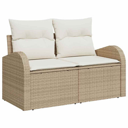 Gartensofa-set 4 stk. Beige und Weiß Poly-Rattan