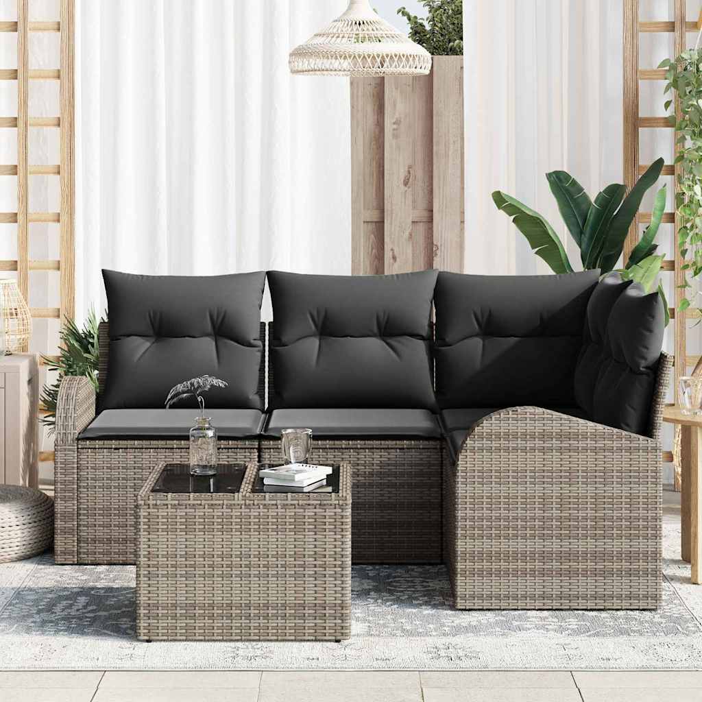 Gartensofa-set 5 stk. Grau Poly-Rattan