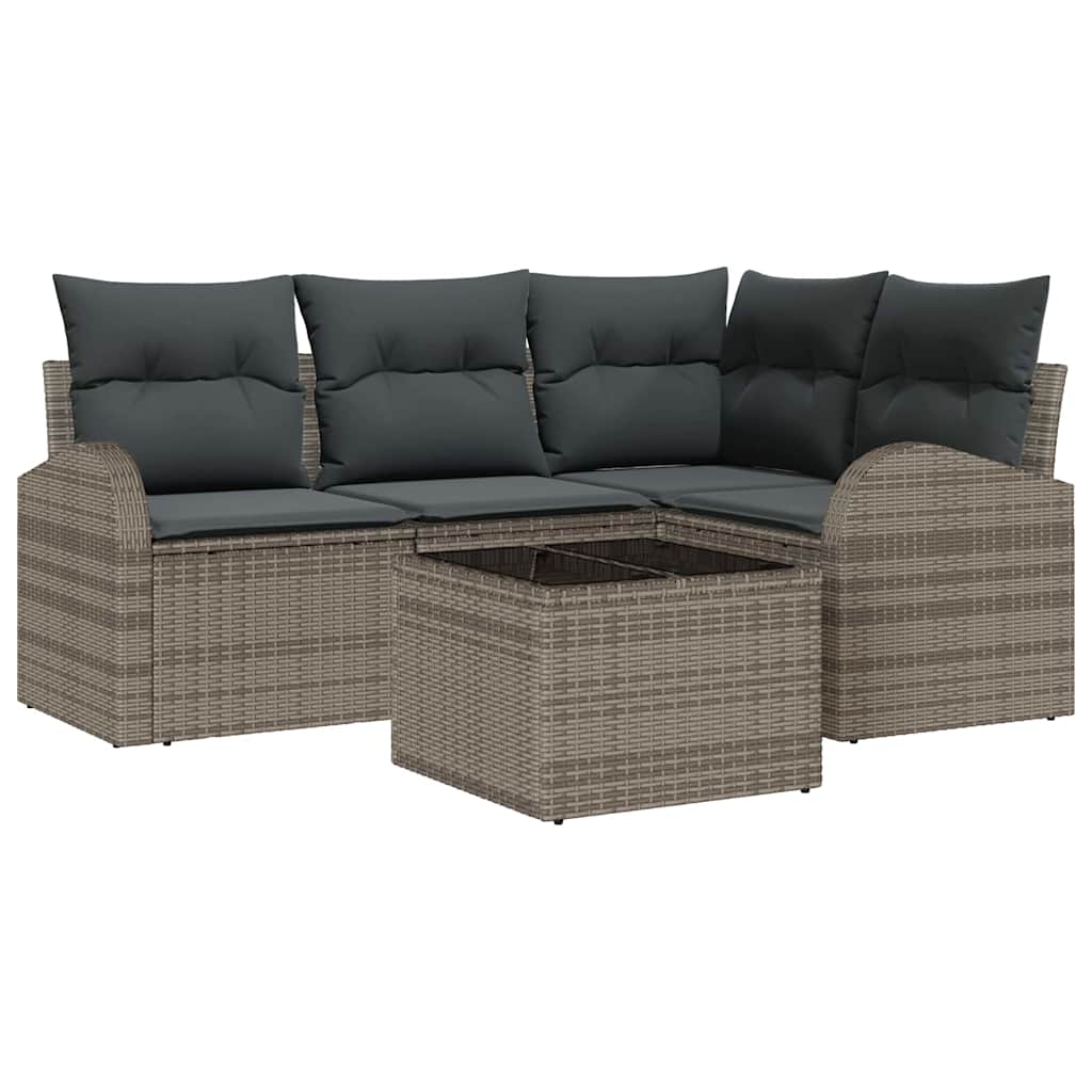 Gartensofa-set 5 stk. Grau Poly-Rattan