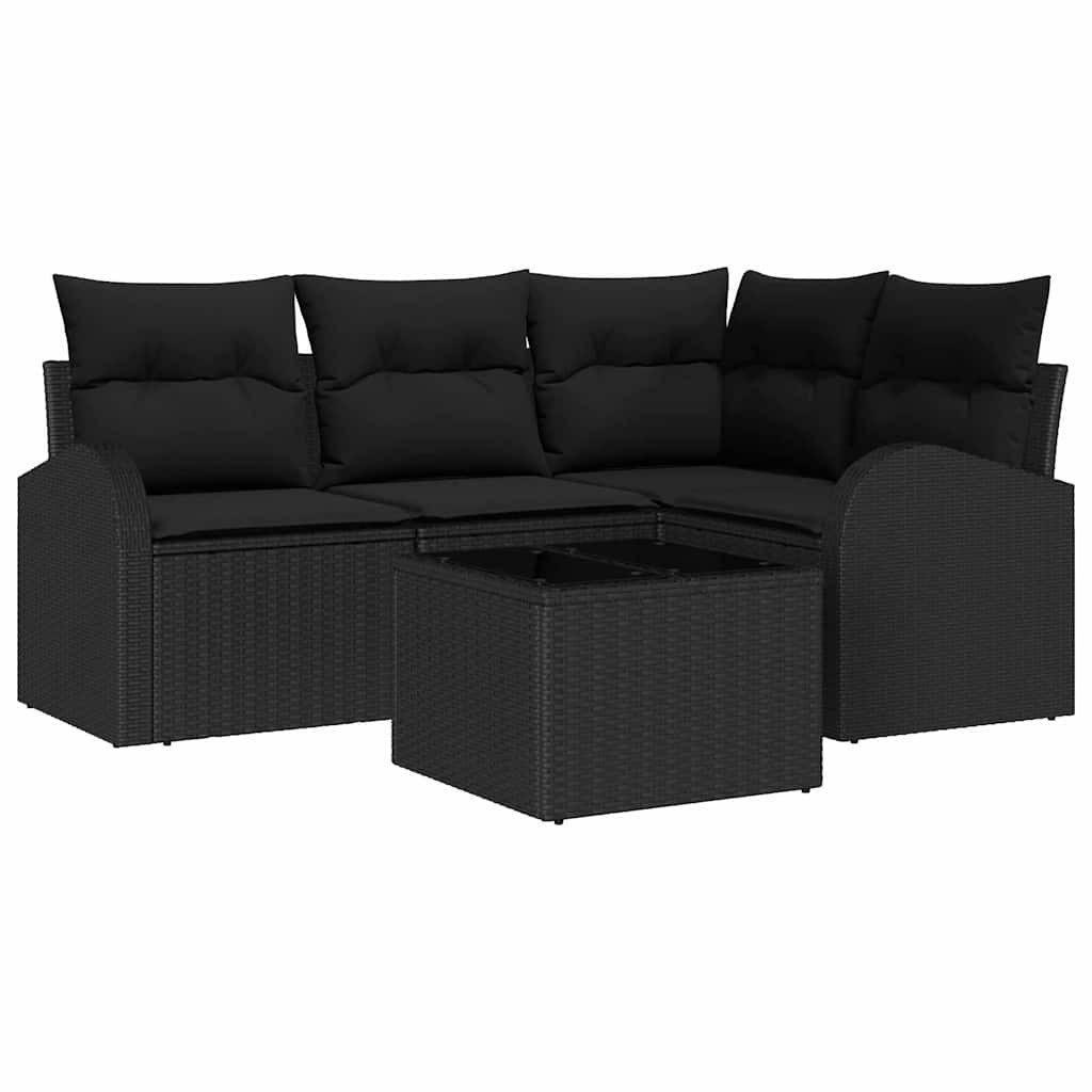Gartensofa-set 5 stk. Schwarz Poly-Rattan