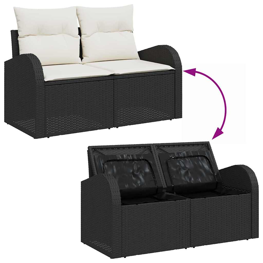Gartensofa-set 5 stk. Schwarz und Weiß Poly-Rattan