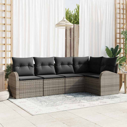 Gartensofa-set 5 stk. Grau Poly-Rattan