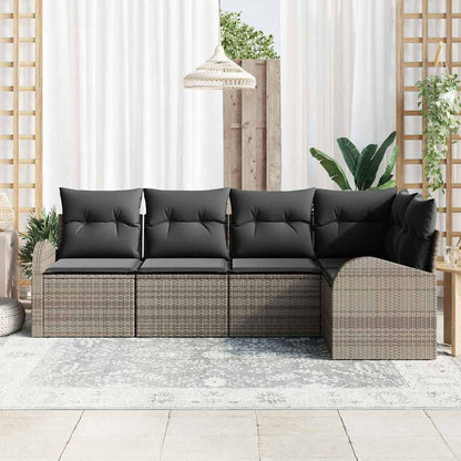 Gartensofa-set 5 stk. Grau Poly-Rattan