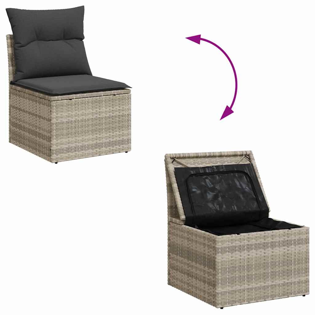 Gartensofa-set 5 stk. Hellgrau Poly-Rattan