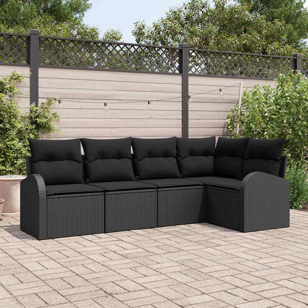 Gartensofa-set 5 stk. Schwarz Poly-Rattan