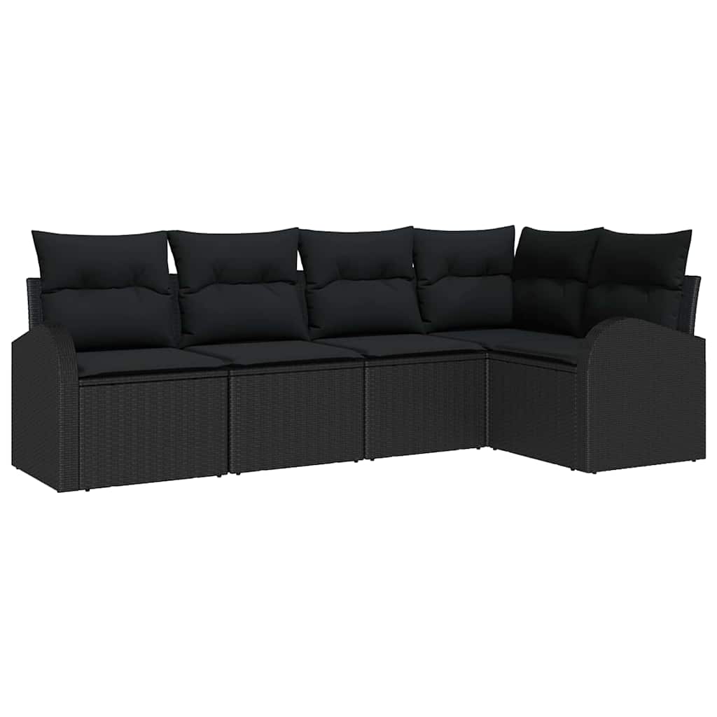Gartensofa-set 5 stk. Schwarz Poly-Rattan