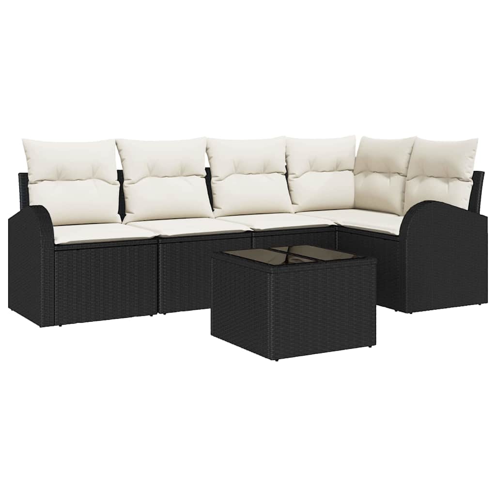 Gartensofa-set 6 stk. Schwarz und Weiß Poly-Rattan
