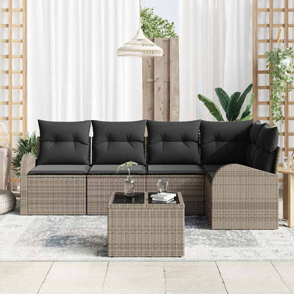 Gartensofa-set 6 stk. Grau Poly-Rattan