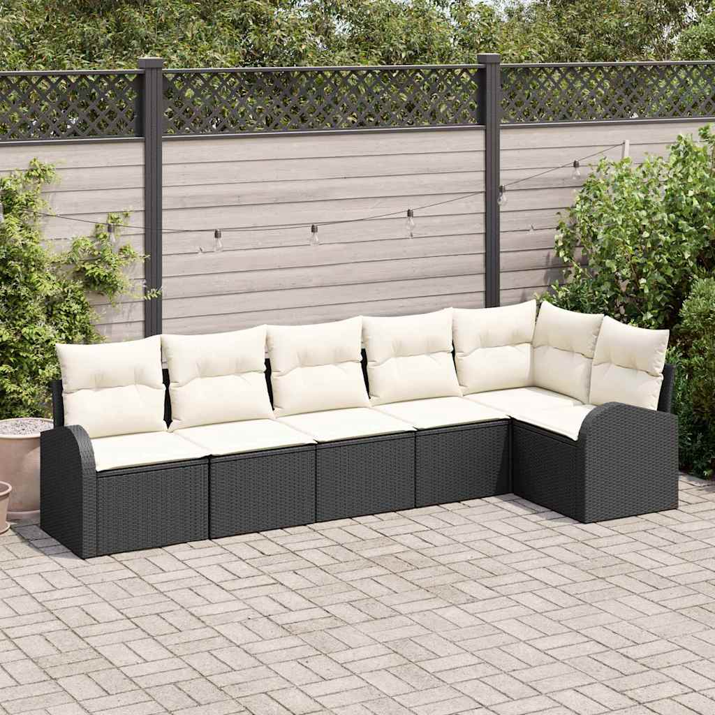 Gartensofa-set 6 stk. Schwarz und Weiß Poly-Rattan