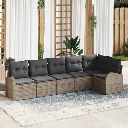 Gartensofa-set 6 stk. Grau Poly-Rattan