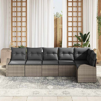 Gartensofa-set 6 stk. Grau Poly-Rattan