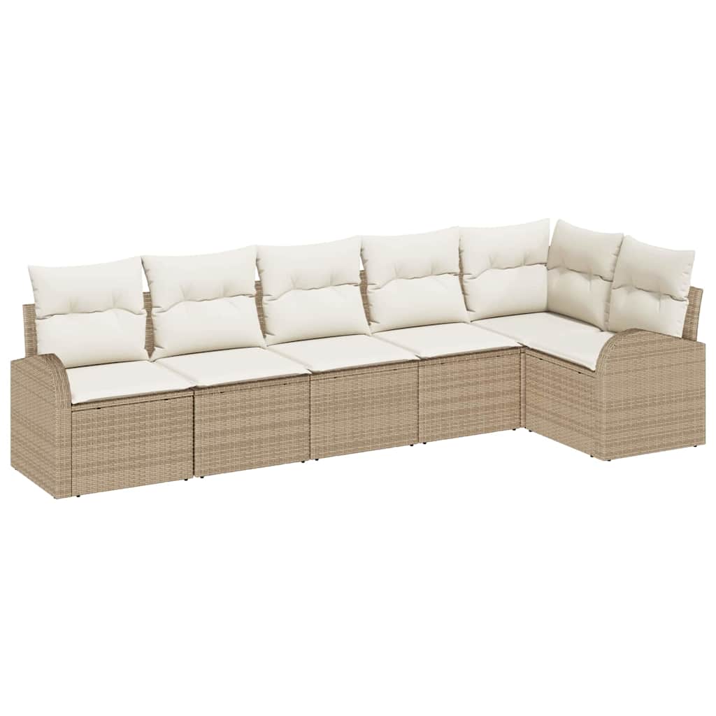 Gartensofa-set 6 stk. Beige und Weiß Poly-Rattan