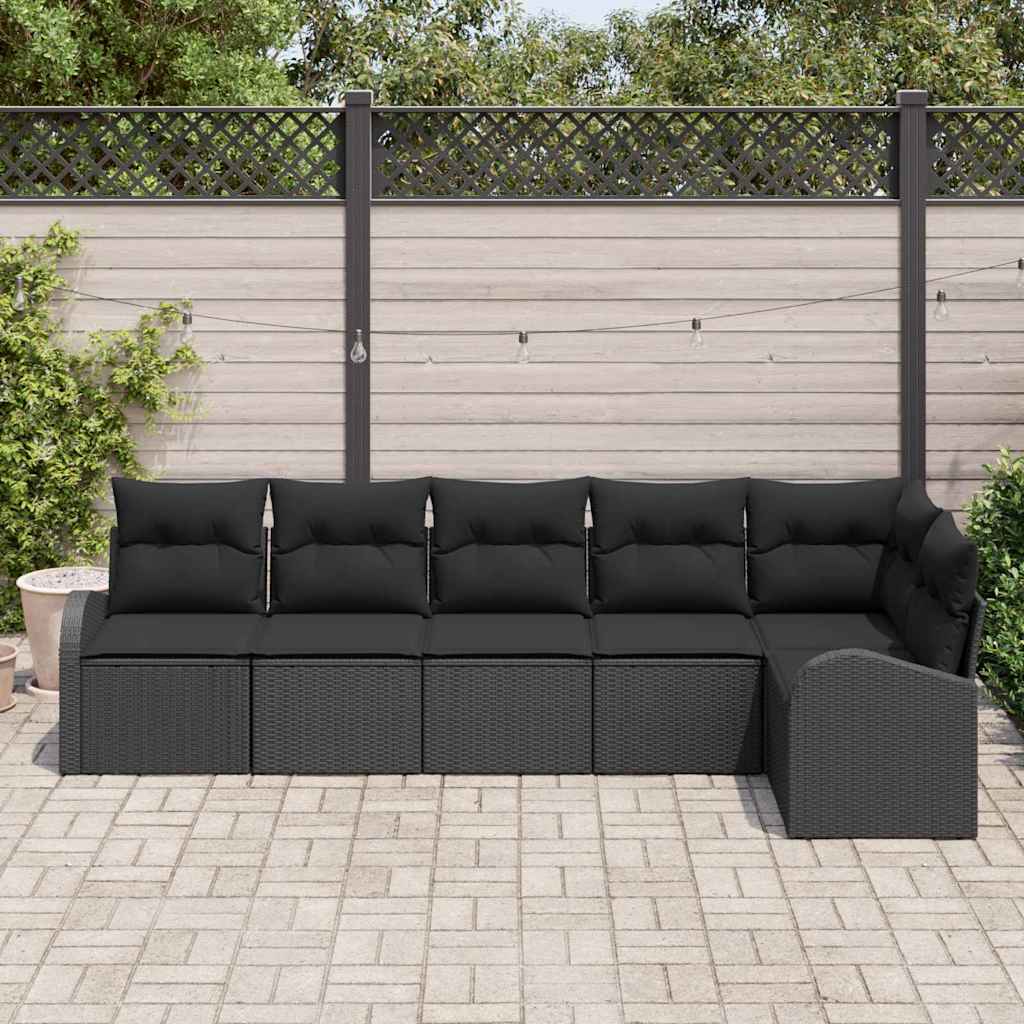 Gartensofa-set 6 stk. Schwarz Poly-Rattan