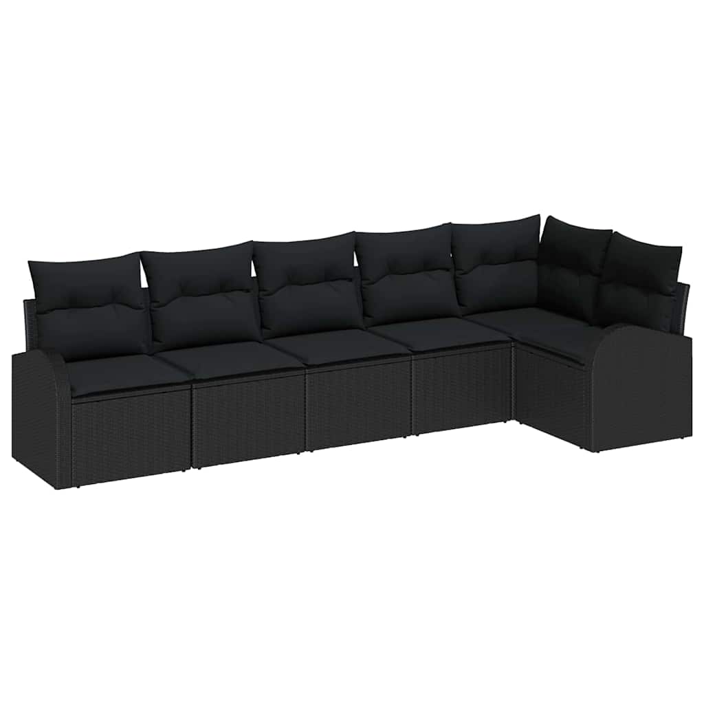 Gartensofa-set 6 stk. Schwarz Poly-Rattan