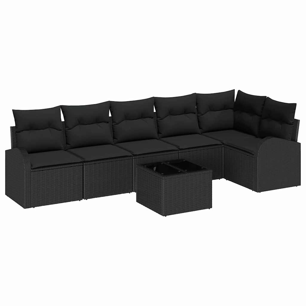 Gartensofa-set 7 stk. Schwarz Poly-Rattan