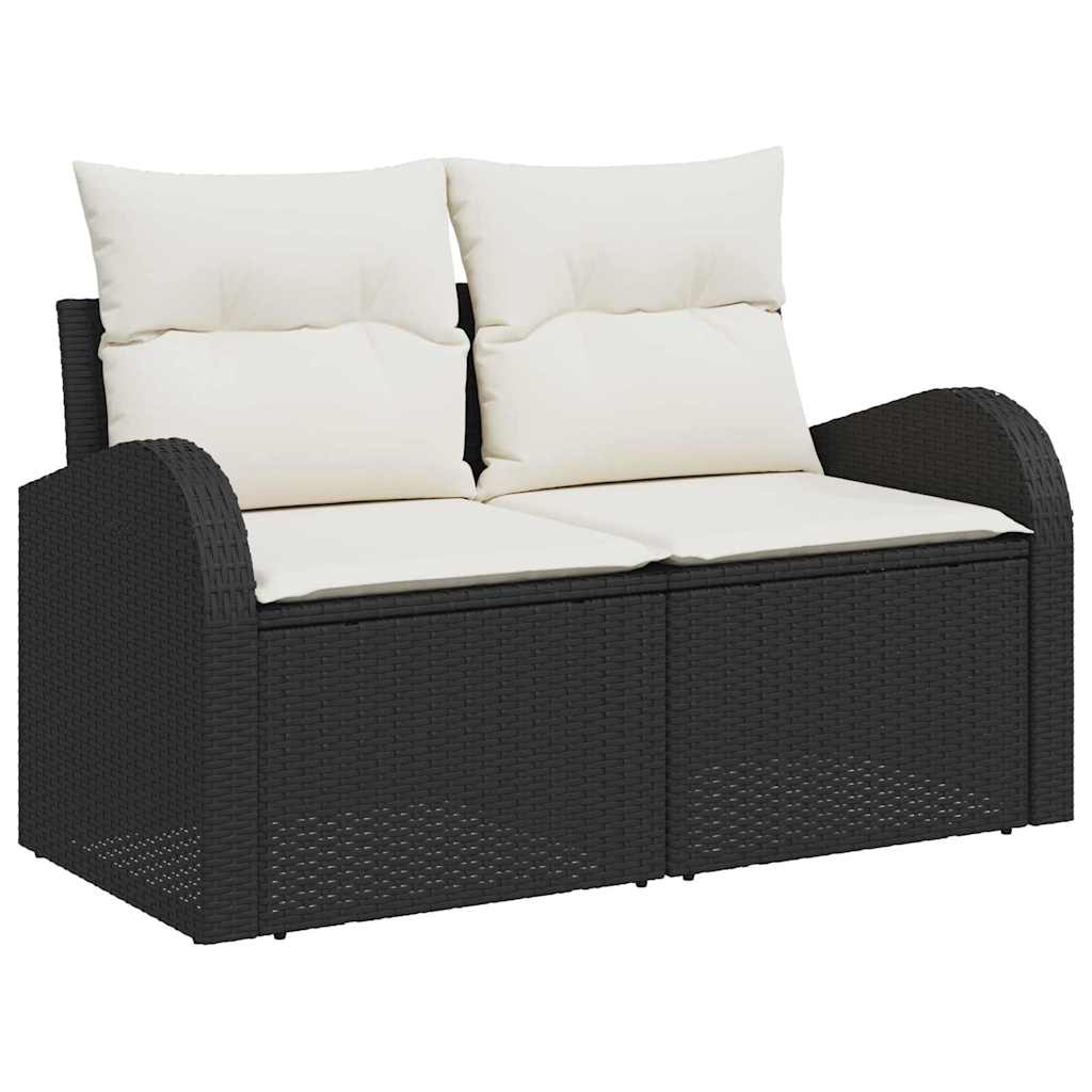 Gartensofa-set 7 stk. Schwarz und Weiß Poly-Rattan