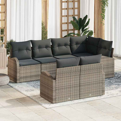 Gartensofa-set 7 stk. Grau Poly-Rattan
