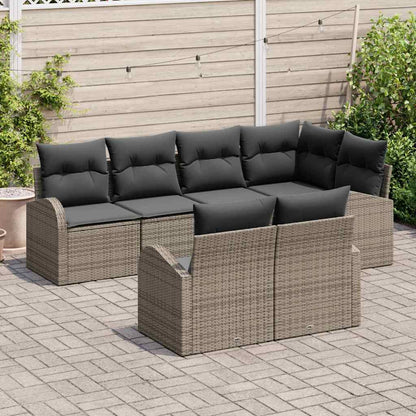 Gartensofa-set 7 stk. Grau Poly-Rattan