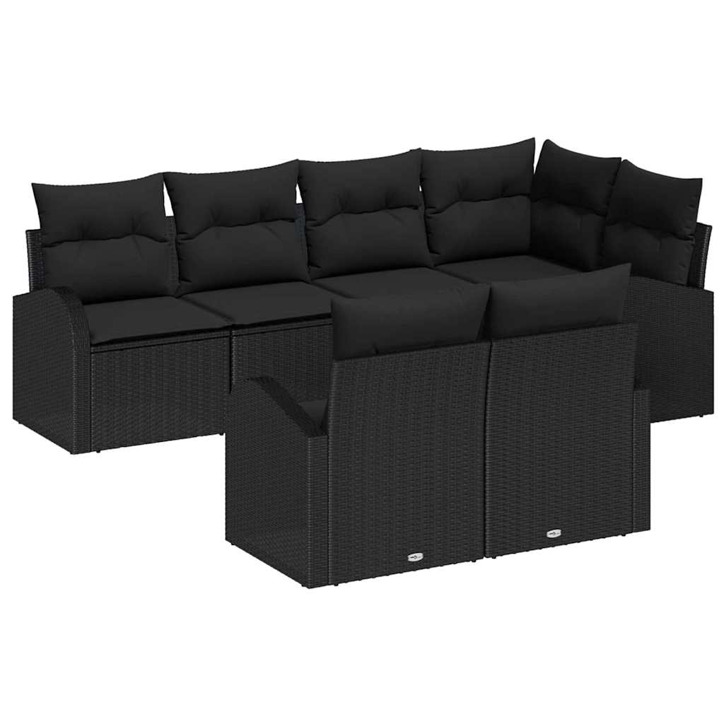 Gartensofa-set 7 stk. Schwarz Poly-Rattan