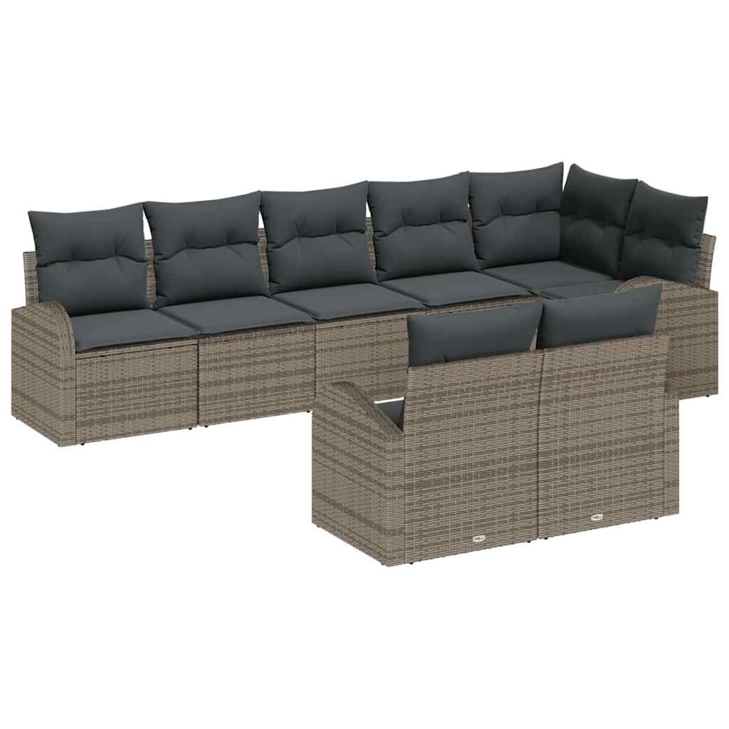 Gartensofa-set 8 stk. Grau Poly-Rattan