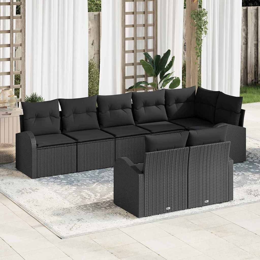 Gartensofa-set 8 stk. Schwarz Poly-Rattan