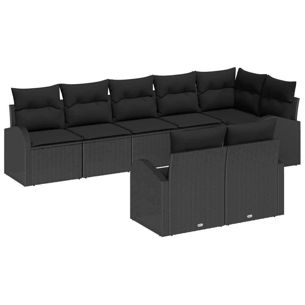 Gartensofa-set 8 stk. Schwarz Poly-Rattan