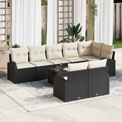 Gartensofa-set 9 stk. Schwarz und Weiß Poly-Rattan