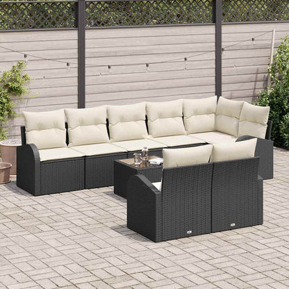 Gartensofa-set 9 stk. Schwarz und Weiß Poly-Rattan