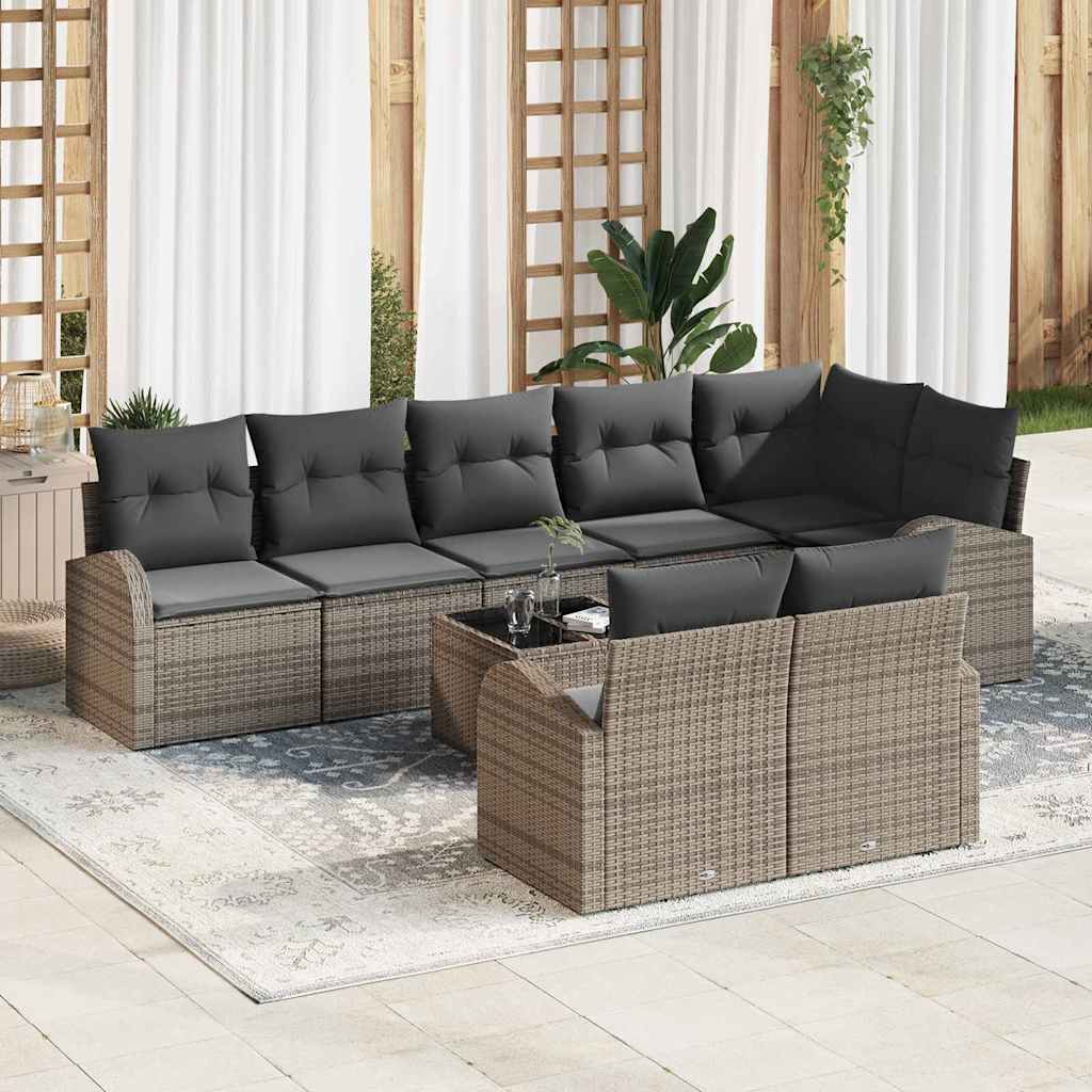 Gartensofa-set 9 stk. Grau Poly-Rattan