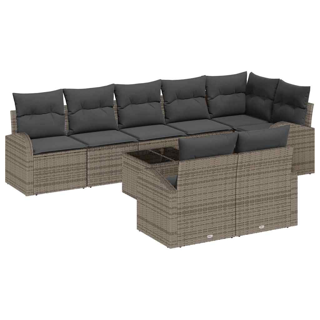 Gartensofa-set 9 stk. Grau Poly-Rattan