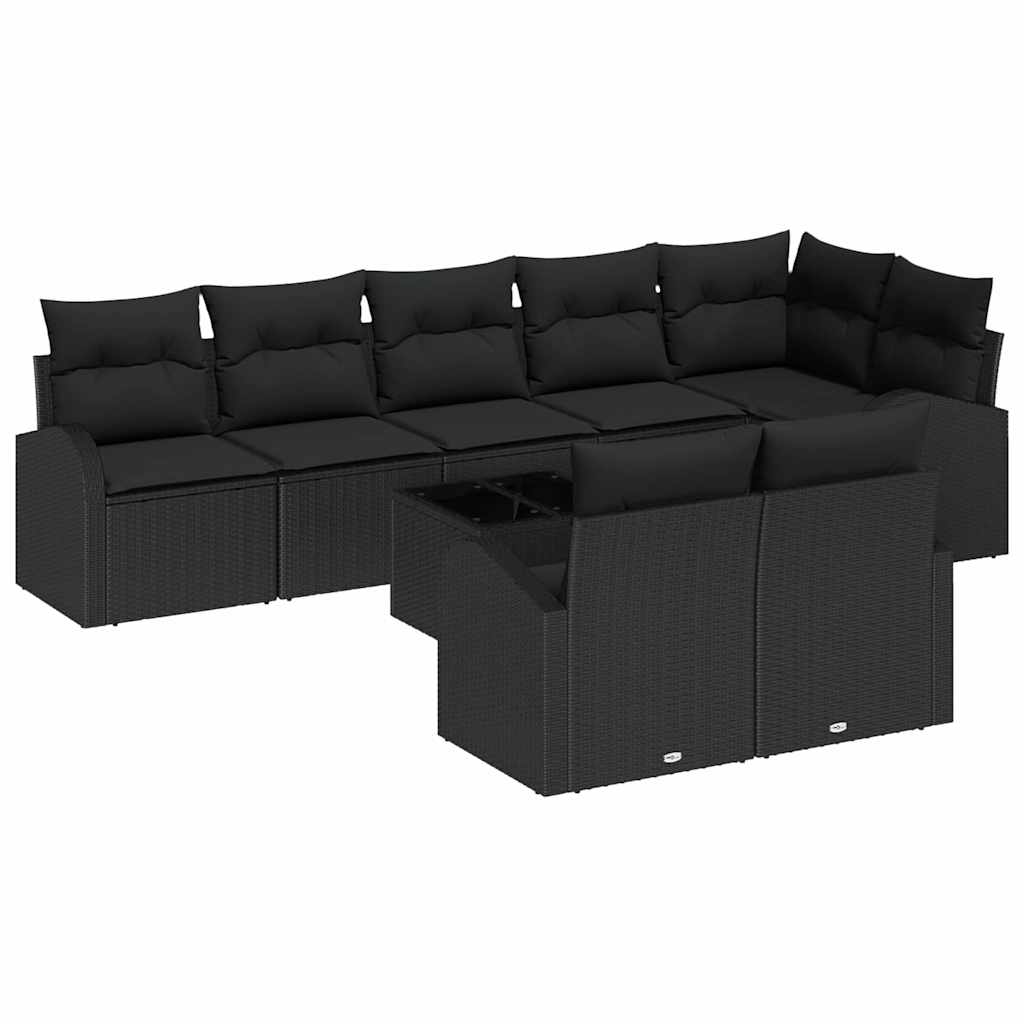 Gartensofa-set 9 stk. Schwarz Poly-Rattan