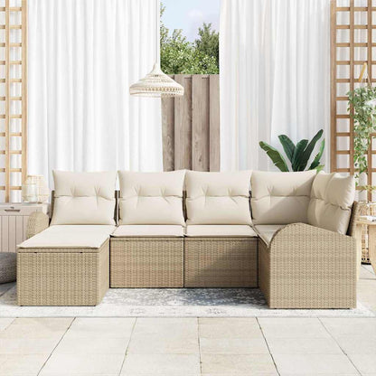 Sofa Set 6 stk. Beige und Weiß Poly-Rattan