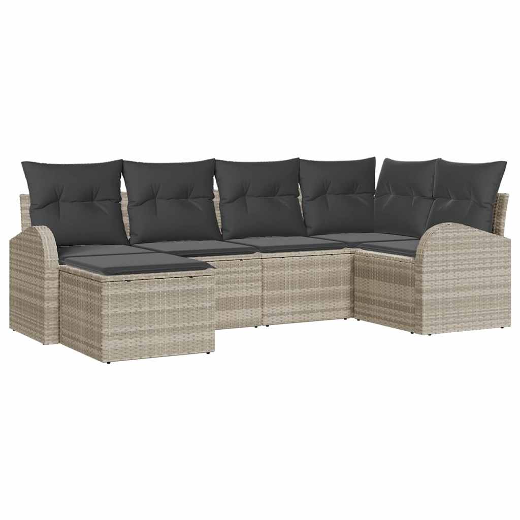 Sofa Set 6 stk. Hellgrau Poly-Rattan