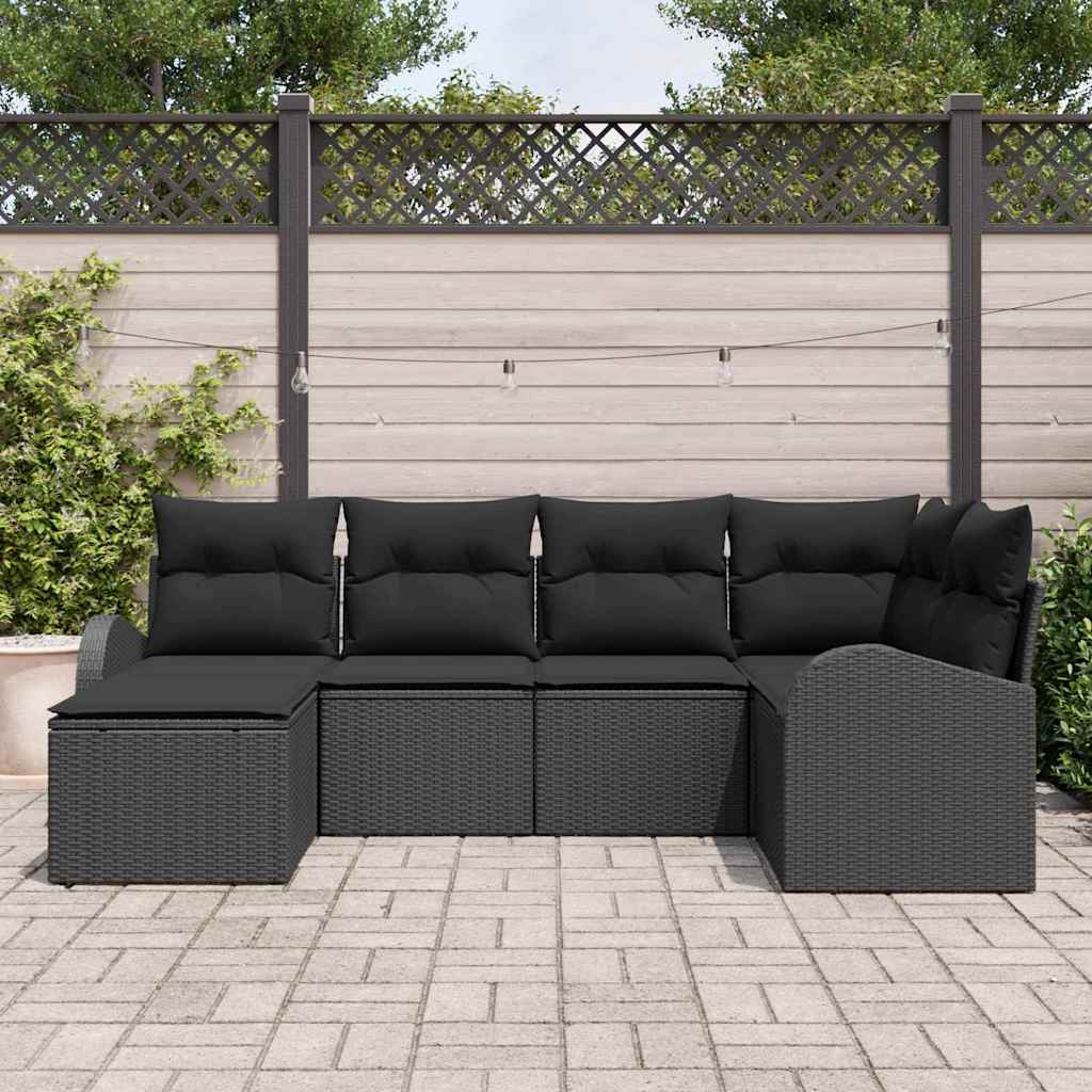 Sofa Set 6 stk. Schwarz Poly-Rattan