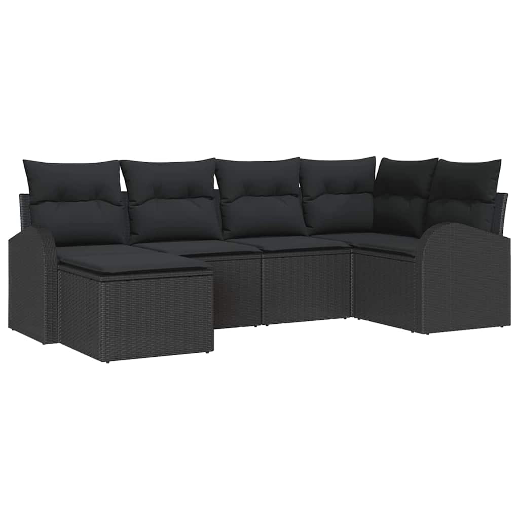 Sofa Set 6 stk. Schwarz Poly-Rattan