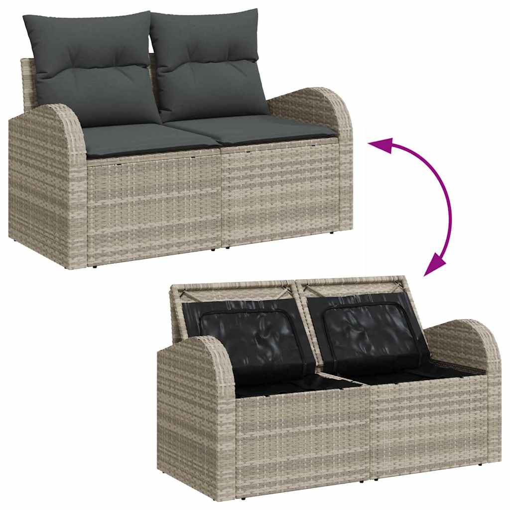 Sofa Set 7 stk. Hellgrau Poly-Rattan
