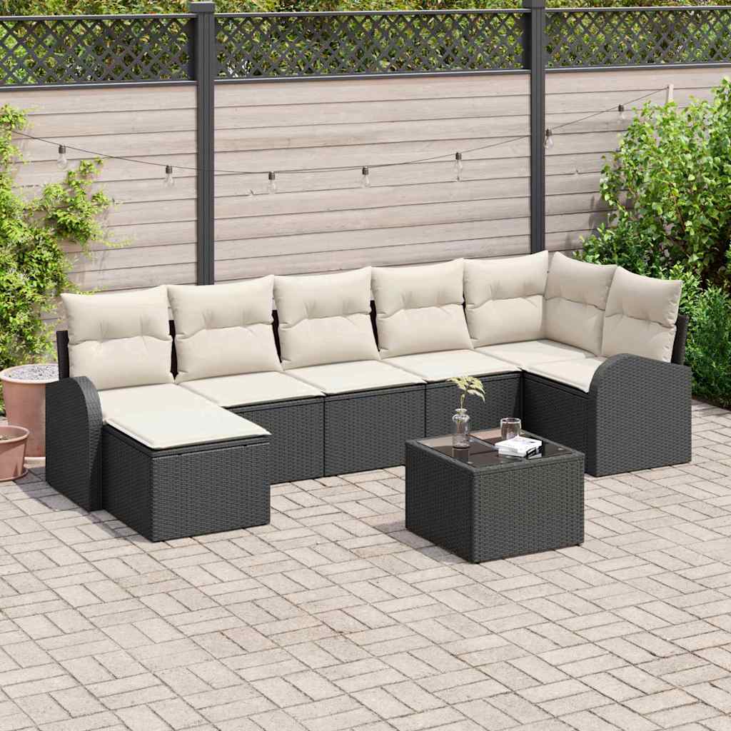 Sofa Set 8 stk. Schwarz Poly-Rattan