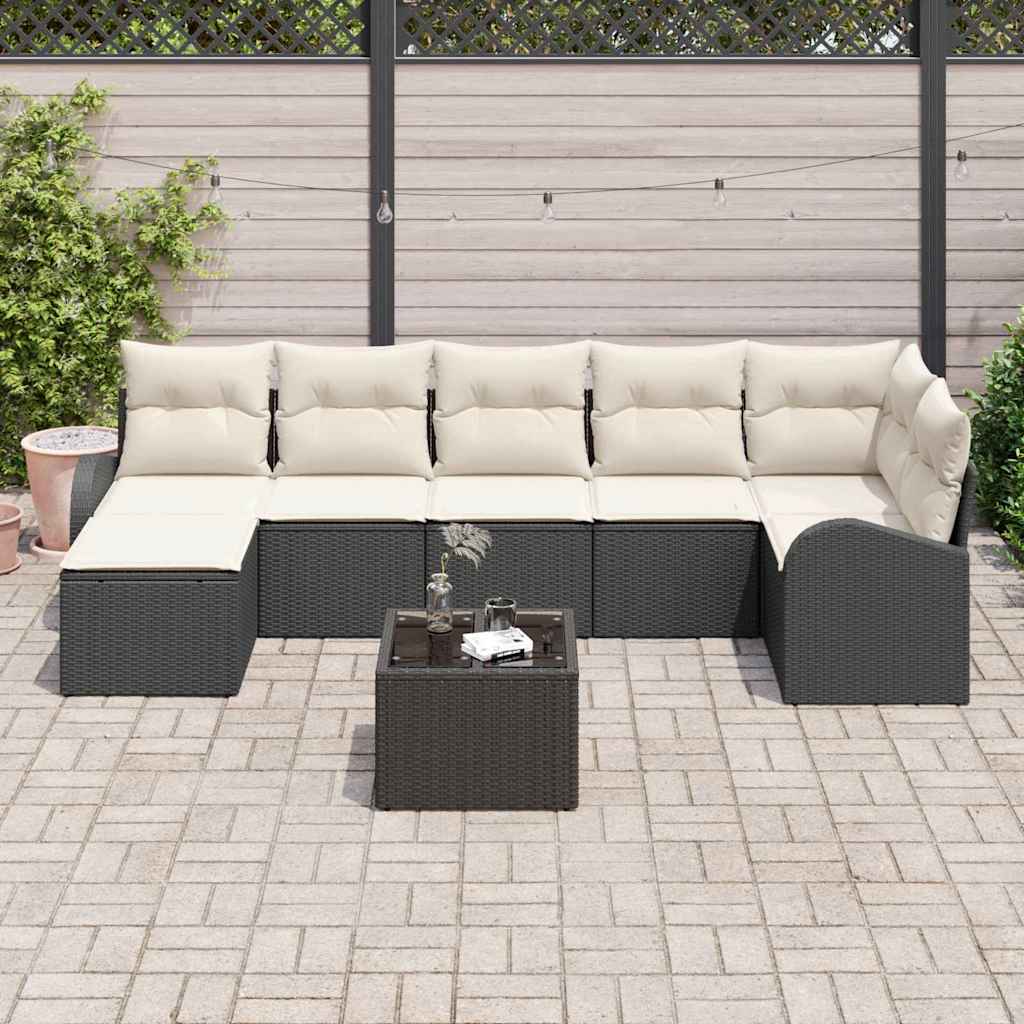 Sofa Set 8 stk. Schwarz Poly-Rattan