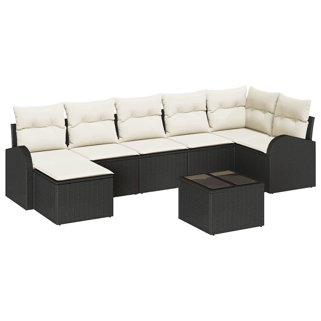 Sofa Set 8 stk. Schwarz Poly-Rattan