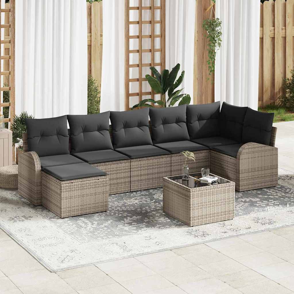 Sofa Set 8 stk. Grau Poly-Rattan