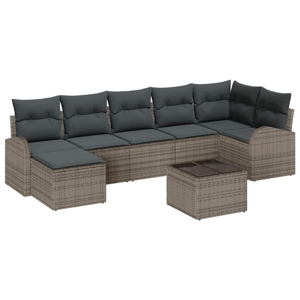 Sofa Set 8 stk. Grau Poly-Rattan