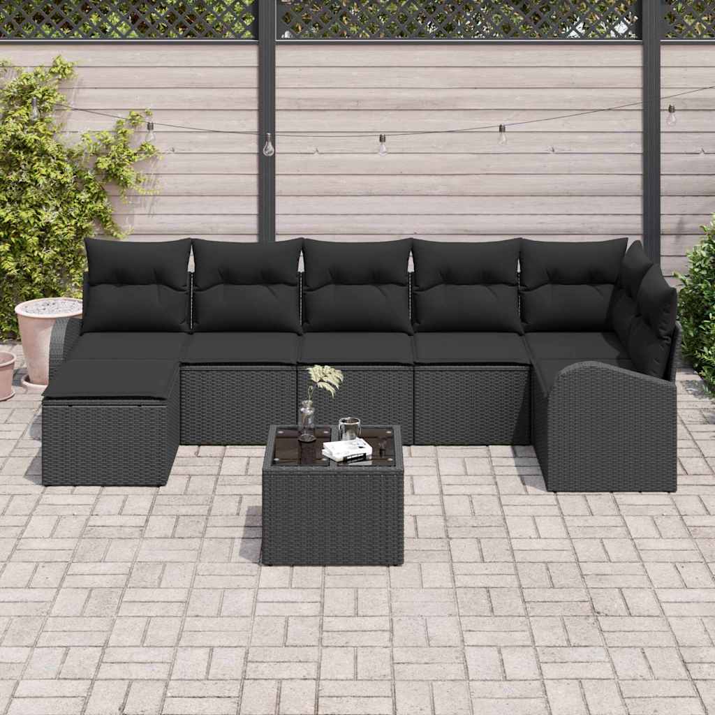 Sofa Set 8 stk. Schwarz Poly-Rattan