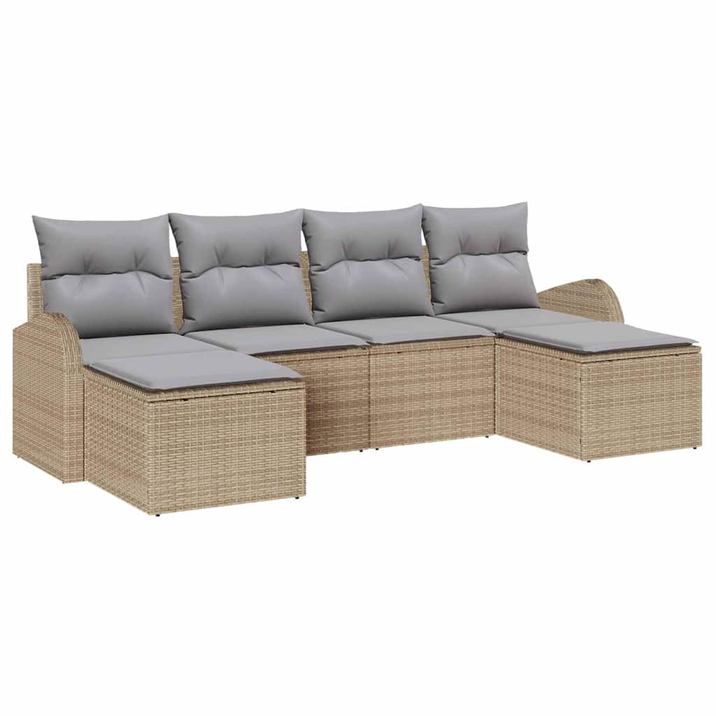 Sofa Set 6 stk. Beige und hellgrau Poly-Rattan