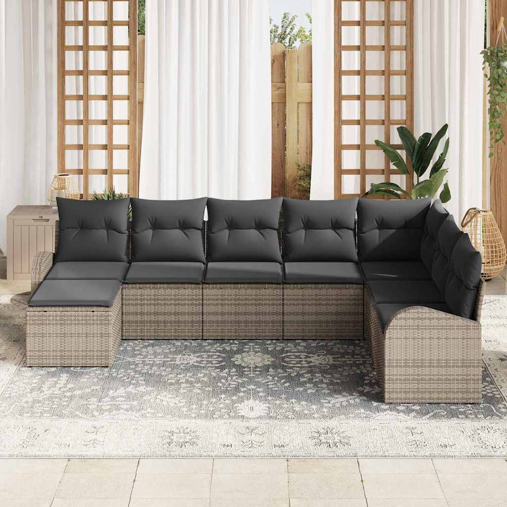 Sofa Set 8 stk. Grau Poly-Rattan