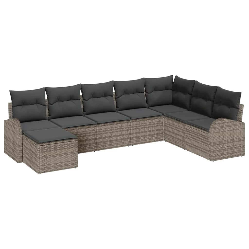 Sofa Set 8 stk. Grau Poly-Rattan