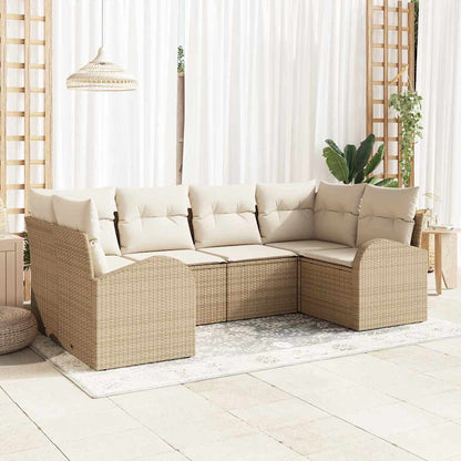 Gartensofa-set 6 stk. Beige und Weiß Poly-Rattan
