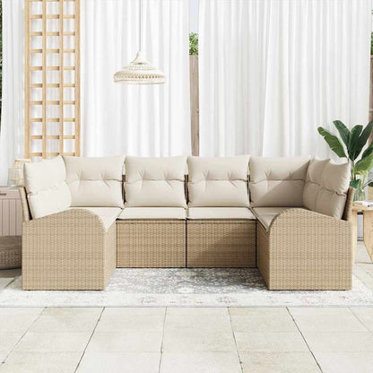 Gartensofa-set 6 stk. Beige und Weiß Poly-Rattan